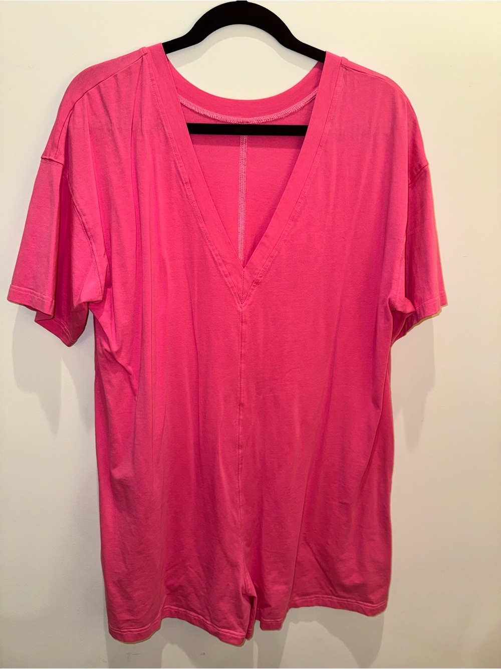 Women's Hot Pink V-Neck Romper